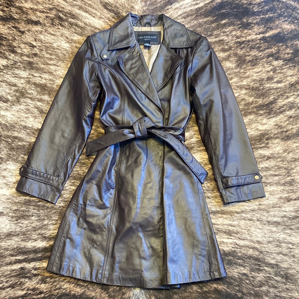 Womens 3/4 Length Leather Coat